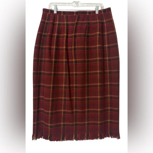 Vintage Sag Harbor Plaid Fringe Skirt – Size 18 - Picture 1 of 7
